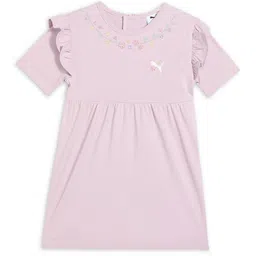 Puma Girls Flower Embroidered Pure Cotton Fit & Flare Dress-12
