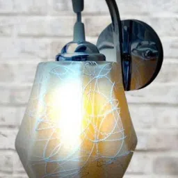 Somil Premium Designer Glass Wall / Night Lamp Elegant & Stylish Dcor Accent for Modern Interiors, color- Yellow, White, Size:- 22.5 X 26 X 30 CM-image-86