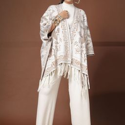 Mafadeny Embroidered High Neck Top & Trousers With Poncho Co-Ords-picture-43