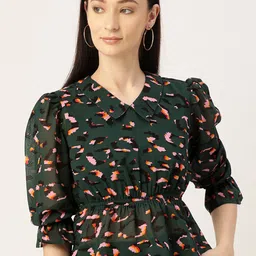 Moda Rapido Women Abstract Printed Peplum Top-image-30