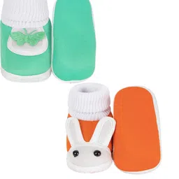 NESKA MODA 3 To 12 Month Unisex Baby Set of 2 Pair Combo Soft Cotton Butterfly & Rabit Face Booties image 2