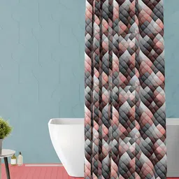 ArtzFolio Grey & Peach Coloured Geometric Printed Waterproof Shower Curtain-17