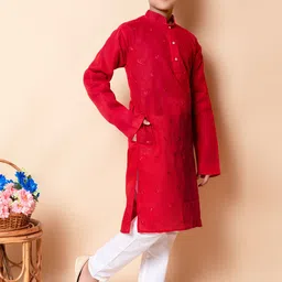 NFC CREATION Boys Embroidered Regular Thread Work Kurta with Pyjamas image 3