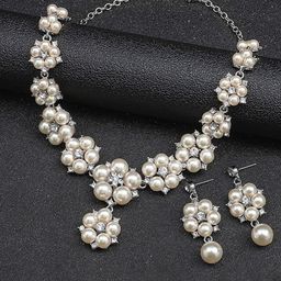 Peora Silver-Plated Stone Studded Floral Shaped Necklace With Drop Earrings-picture-39