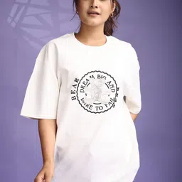 GIBBONTE Typography Printed Drop-Shoulder Sleeves Pure Cotton T-shirt-picture-30