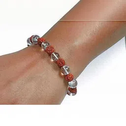Divine souvenirs Unisex Rudraksha Beaded Elasticated Bracelet-95