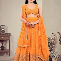 F Plus Fashion Net Semi-Stitched Lehenga Choli-image-86