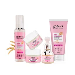 Globus naturals Set Of 5 Rice Ceramide Face Scrub Serum Cream Toner & Peel-Off Mask-48