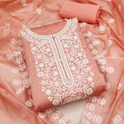 LeeliPeeri Designer Embroidered Art Silk Unstitched Dress Material-image-80