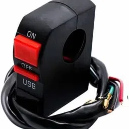 ABS Universal Handlebar Headlight ON/Off Button Signal Switch with USB Charger 2 A Bike Mobile Charger-image-30