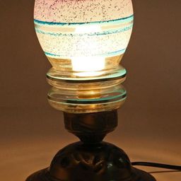 SOMIL Gold-Toned Printed Glass Cylindrical Shaped Table Lamp-image-80