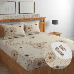 240 TC Cotton Double Floral Fitted (Elastic) Bedsheet-9