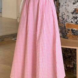 LULU & SKY Women Checked Gingham Maxi Skirt-picture-39