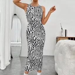 BAESD Women Animal Printed Bodycon Midi Dress-picture-36