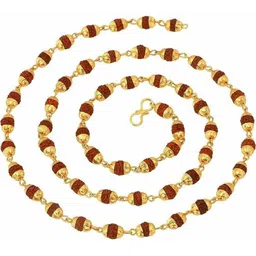 Divine souvenirs Unisex Gold-Plated Rudraksha Beaded Minimal Chain-16