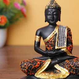 GW CREATIONS Orange Buddha Figurine Showpiece-picture-54