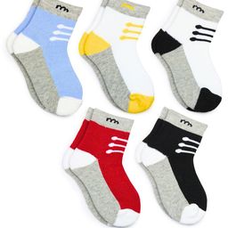 NESKA MODA Kids Pack Of 5 Patterned Ankle-Length Socks-image-40