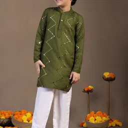 BAESD Boys Ethnic Motifs Embroidered Regular Kurta with Pyjamas image 2