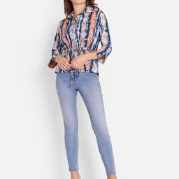 FNOCKS Tie and Dye Print Bell Sleeve Organic Cotton Wrap Top-image-99