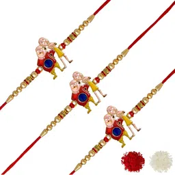MEIRA JEWELLERY 3Pc Stone Studded Rakhi With Roli Chawal & Greeting Card-image-77