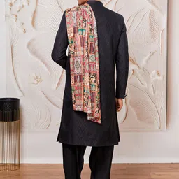 VASTRAMAY Men Sherwani With Patiala & Printed Dupatta Set image 5