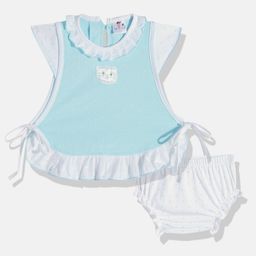 BABYMAX Infant Girls Polka Dot Printed Ruffled Pure Cotton Drop-Waist Dress With Bloomers-image-92