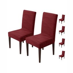 HOUSE OF QUIRK 6 Pieces Maroon Textured Jacquard Chair Covers-image-86