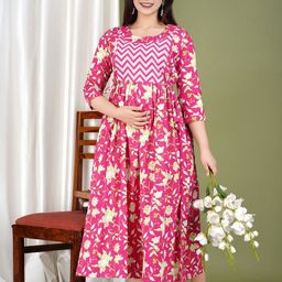 MURLI KURTI Floral Printed Gotta Patti Pure Cotton Maternity Gotta Patti Anarkali Kurti-picture-5