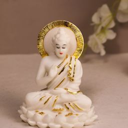 Art Street White & Gold Toned Buddha Idol Showpiece-31