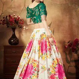 FABPIXEL Embroidered Sequinned Semi-Stitched Lehenga & Unstitched Blouse With Dupatta image 2