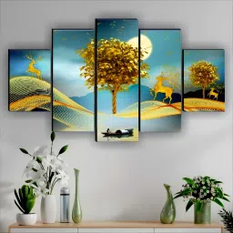 Set Of 5 Modern Art Deer Paintings For Living Room Digital Reprint 18 inch x 30 inch Painting-image-39