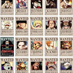 One Piece Wanted posters,Anime posters |Set of 20 one piece Bounty posters for wall | Size A4 Fine Art Print-22