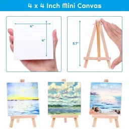 frkb Mini Display Easel with Canvas Board 10x10cm Each Cotton Medium Grain Primed Canvas Board (Set of 2) image 3