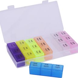 3 Times a Day, 7 Days Daily Organizers with 21 Compartments For Medicine Removable Weekly Medicine Pill Box Case and Organizer 21 Total Compartments Pill Box-16