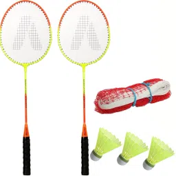 Wire-2 Badminton Combo- 2 Rackets with Shuttle Pack of 3 Plastic With Net Badminton Kit-image-84