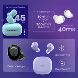 noise Buds Trance with 45 Hrs Playtime, Low Latency (up to 40ms), HyperSync, and IPX5 Bluetooth Headset image 2