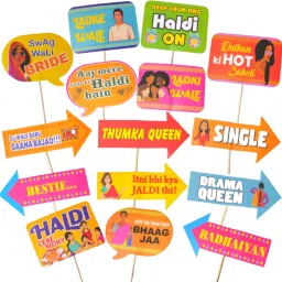 Haldi Ceremony Photo Booth Party Props Set Of 15 Pcs Photo Booth Board-image-23