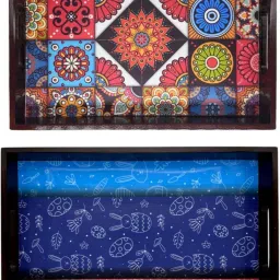 Wooden tray set of 2 with UV print|Serving Tray|Multipurpose Tray|AHS0-T0910 Tray-image-97