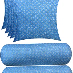 Combo Set of 2 Bolster And 5 Microfibre Floral Cushion Pack of 7-10