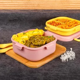 Quick Bite BPA Free tiffin box School,Collage and Office with Spoon Lunch Box 3 Containers Lunch Box-25