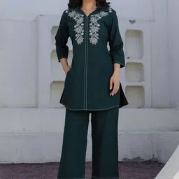 Kohsh Embroidery Pure Cotton Tunic With Trousers Co-Ords-picture-21
