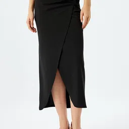 Koton Women Front-Slit A-Line Midi Skirt-44