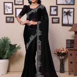 Rhey Beads and Stones Emebllished Pure Georgette Saree-image-32
