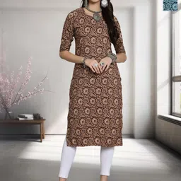 HERE&NOW Selection Of 2 Ethnic Motifs Printed Round Neck Straight Kurta-image-47