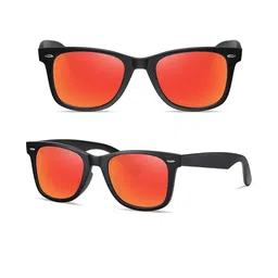 Arzonai Unisex Black & Orange Wayfarer Sunglasses-picture-20