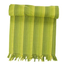 Ratan Cart Green Striped Cotton Rectangular Table Runner image 2