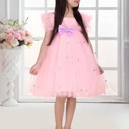 Tiny Kingdom Polka Dot Flutter Sleeve Net A-Line Dress image 3