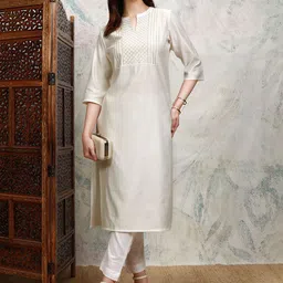 Vishudh Thread Work Mandarin Collar Straight Kurta-21