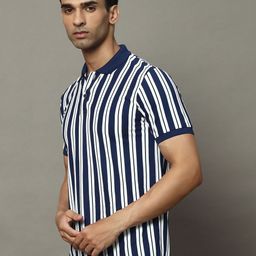 OGEN Men Striped Polo Collar Pockets T-shirt-image-53