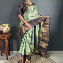 AMRUTKALA SAREES Geometric Woven Design Banarasi Saree with Blouse Piece-picture-57